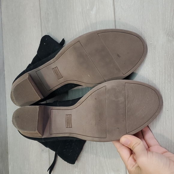 Toms Women Majorka Desert Peep Toe  Ankle Suede Heels Shoes sandals sz 10 - Picture 11 of 14